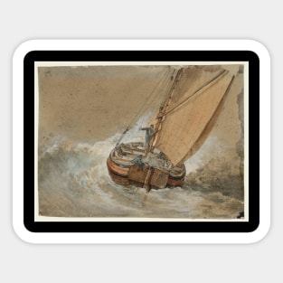 A Fishing Boat in a Rough Sea, Seen from Behind Sticker